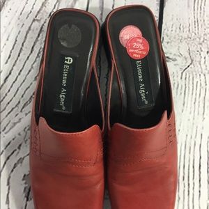Etienne Aigner Red Leather Slide on Mules